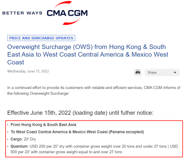 7月1日生效！船公司宣布：征收旺季附加费/拥堵附加费/超重附加费